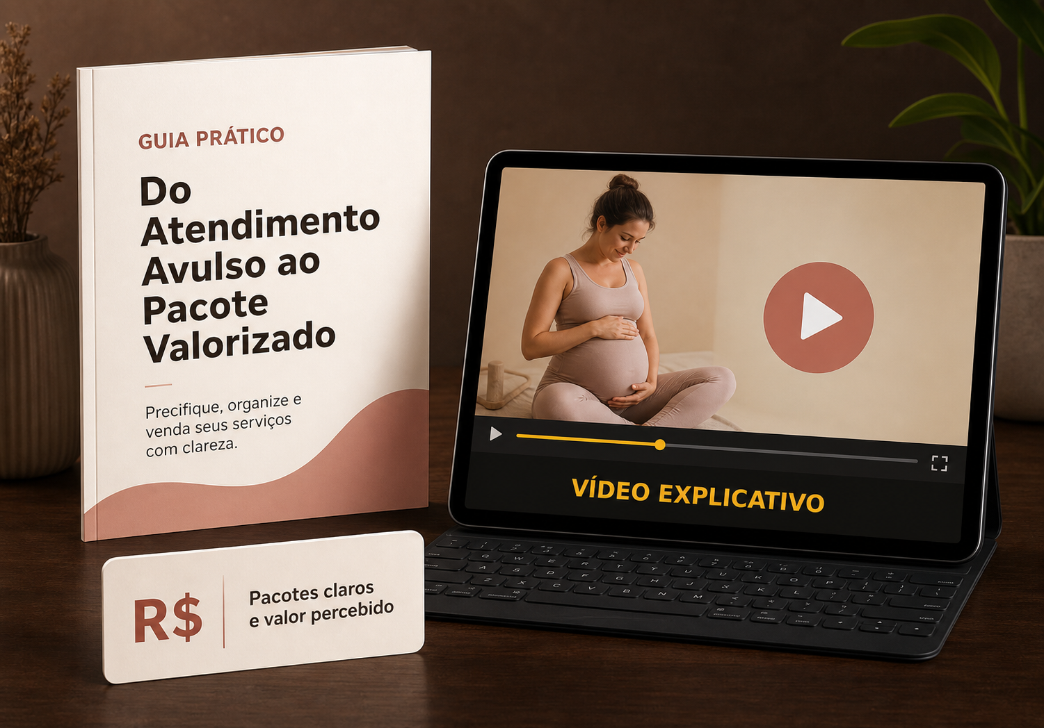 Mockup do ebook e vídeo explicativo